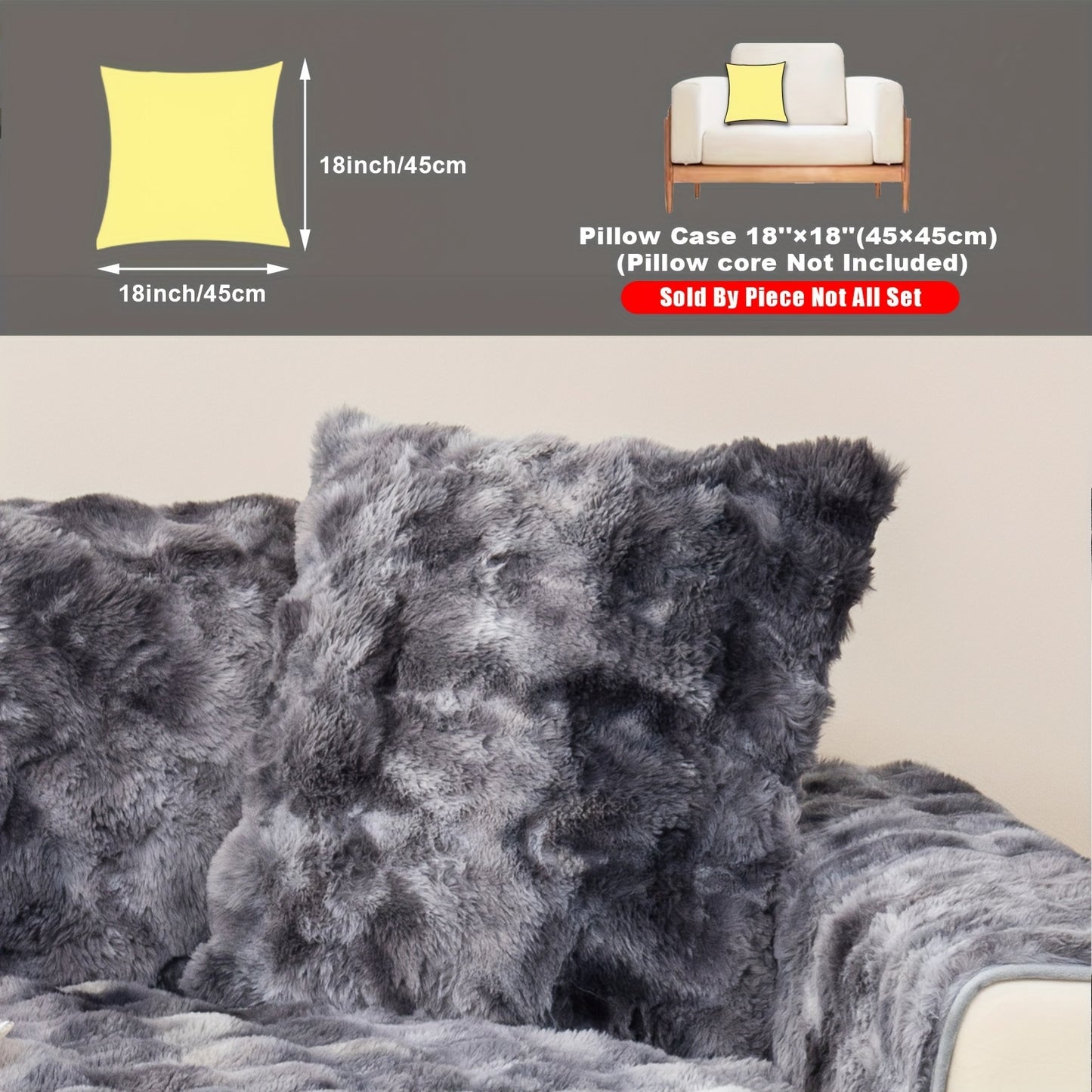 Faux Sofa Cover, Modern Gradual Change Lamb, Thick Fluff, Pet Friendly, Polyester Fiber, Machine Washable, No Printing, Dye Printing, 450-500g Fabric, Suitable for Single, Double, Triple and Combination Sofas