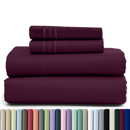 Hannah Bedding 4 Pieces Solid Colors Bed Sheets - 1800 Series Brushed Sheet Set With Pillowcases, Deep Pocket Bedding Set For Ultimate Comfort - Lightweight And Breathable Cooling Sheet Set - 16 Inches Deep Pocket