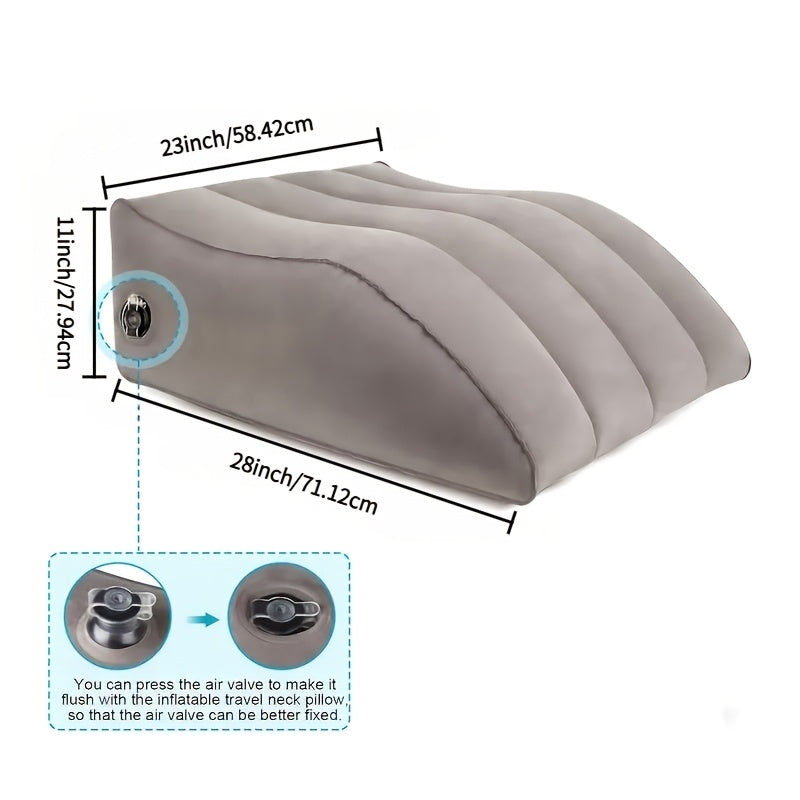 Inflatable Leg and Knee Support Cushion, Inflatable Leg Raise Pillow, for Swelling, Body Locator, Lightweight Wedge Pillow, for Sleep, Ergonomic Design, for Sleep, Leg Raise, for Bed, Travel, Camping(Gray)