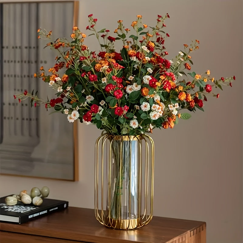 6pcs Artificial Roses, Plastic Realistic Touch Fake Flowers, Christmas Home Decoration for Wedding Party Farmhouse Living Room