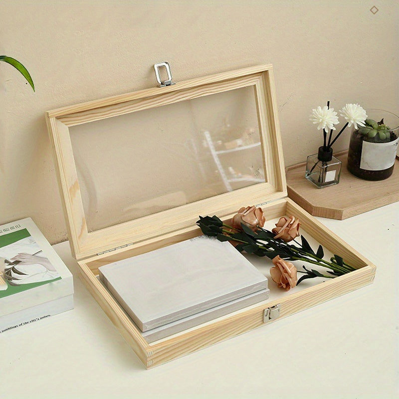 1/ 2pcs Lockable Wooden Display Storage Box, Acrylic Transparent Window, Drawer Organizer, for Jewelry, Collectibles, Gifts and Souvenirs, Elegant Wooden Finish with Clear Viewing Panel, Perfect Choice for Giving Gifts., Jewelry Boxes