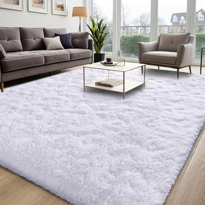 Shaggy Plush Area Rug - Soft Fluffy Carpet for Living Room, Bedroom & Sofa | Non-Slip Machine Washable Tie-Dye & Solid Color Long Pile Rug | Luxury Home Decor Floor Mat in Multiple Sizes & Colors