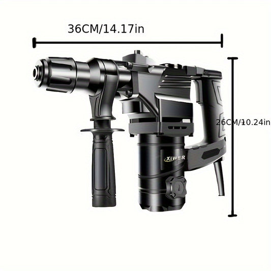 Hammer Drill 1100W 3-in-1 Multi-Function Electric Drill, Rotary Hammer & Chisel, Variable Speed, Heavy Duty for Concrete Wall Wood Metal Drilling, Includes Drill Bits, Accessories & Tool Box