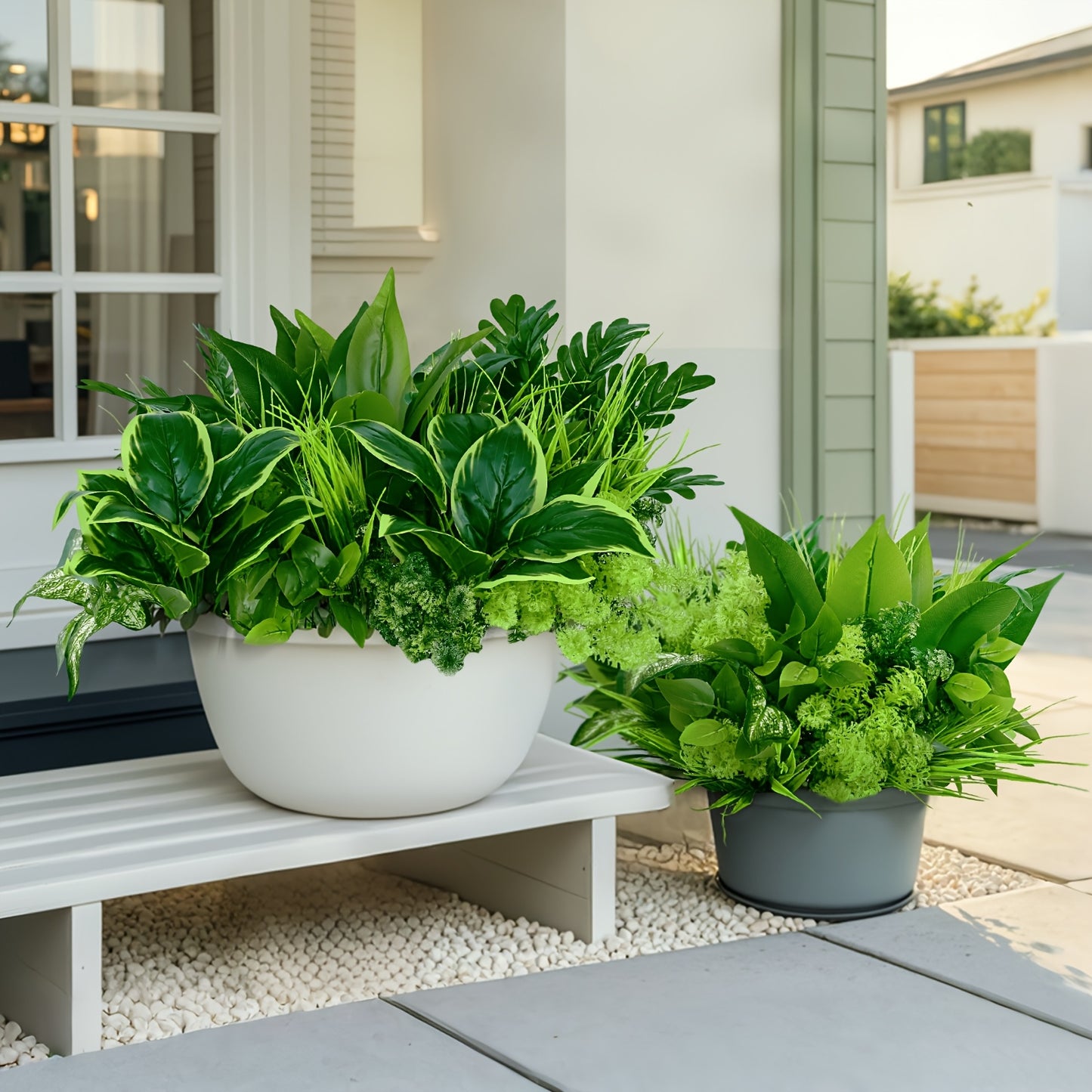 18 Pack UV Protected Artificial Boxwood Stems Faux Greenery Decor