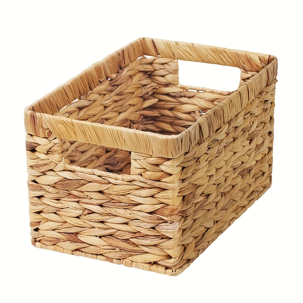 Boho Wicker Storage Basket | Stackable Organizer with Built-in Handle | Shelf Basket | Wind Chime Holder | Gift