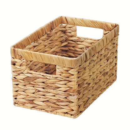 Boho Wicker Storage Basket | Stackable Organizer with Built-in Handle | Shelf Basket | Wind Chime Holder | Gift