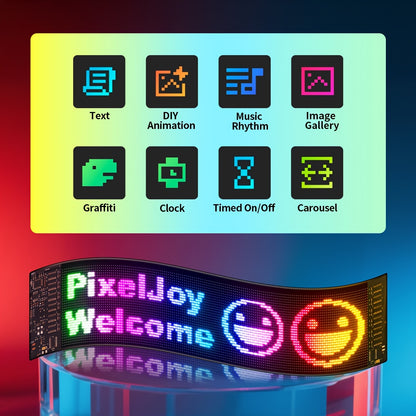 Programmable LED Sign Flexible Matrix Panel – App & USB Control, RGB Multicolor, Music Sync, Text & Animation Display for Indoor Shop, Party & Event Decoration (16×32 to 16×192)
