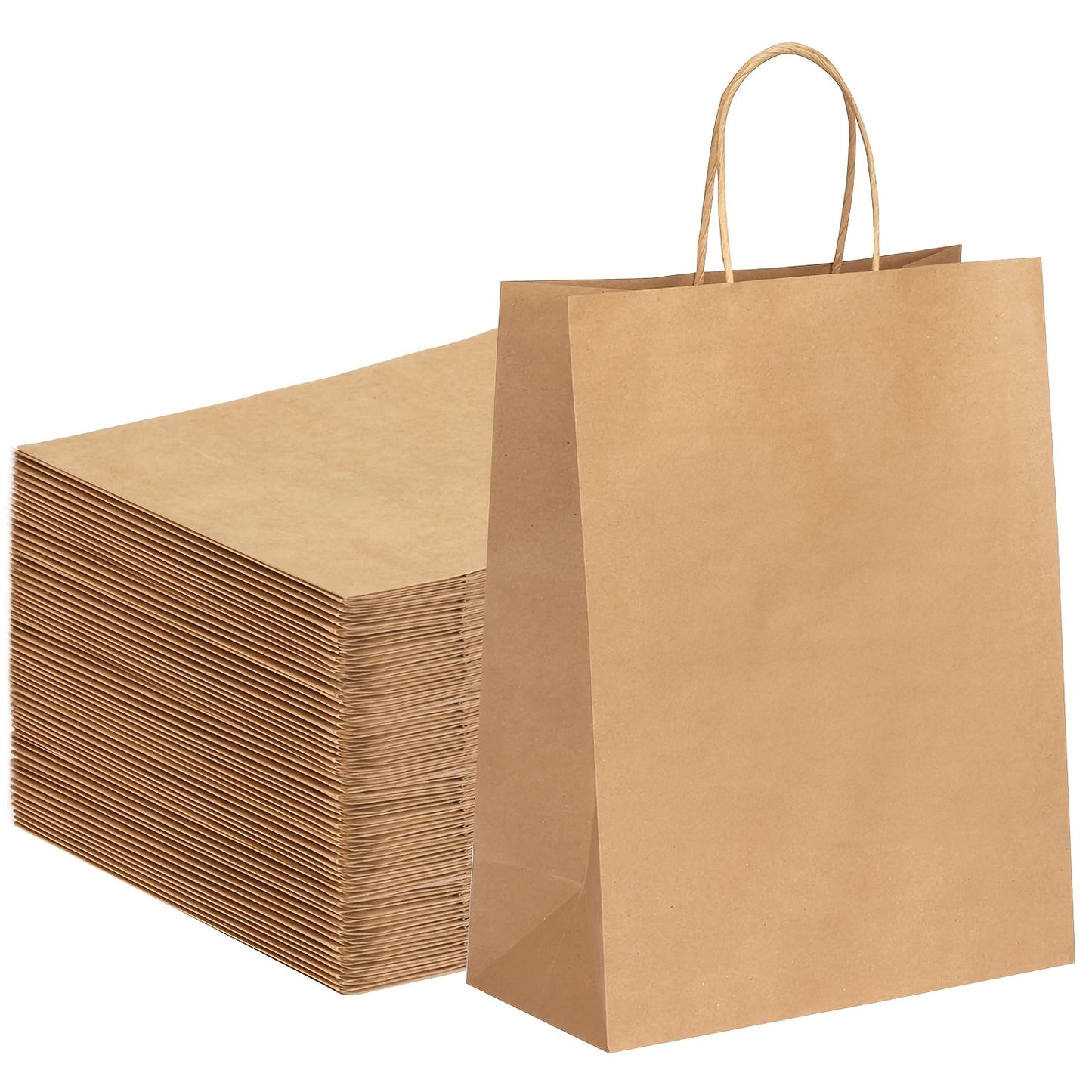 Gift for Her/Him TOMNK 100pcs Paper Gift Bags, 112G Weight Party Handheld Gift Pack, 10X5X13 Inches Brown Kraft Paper Bags with Handles, for Shopping, Daily Use, Birthday Party And Wedding Souvenir Gifts