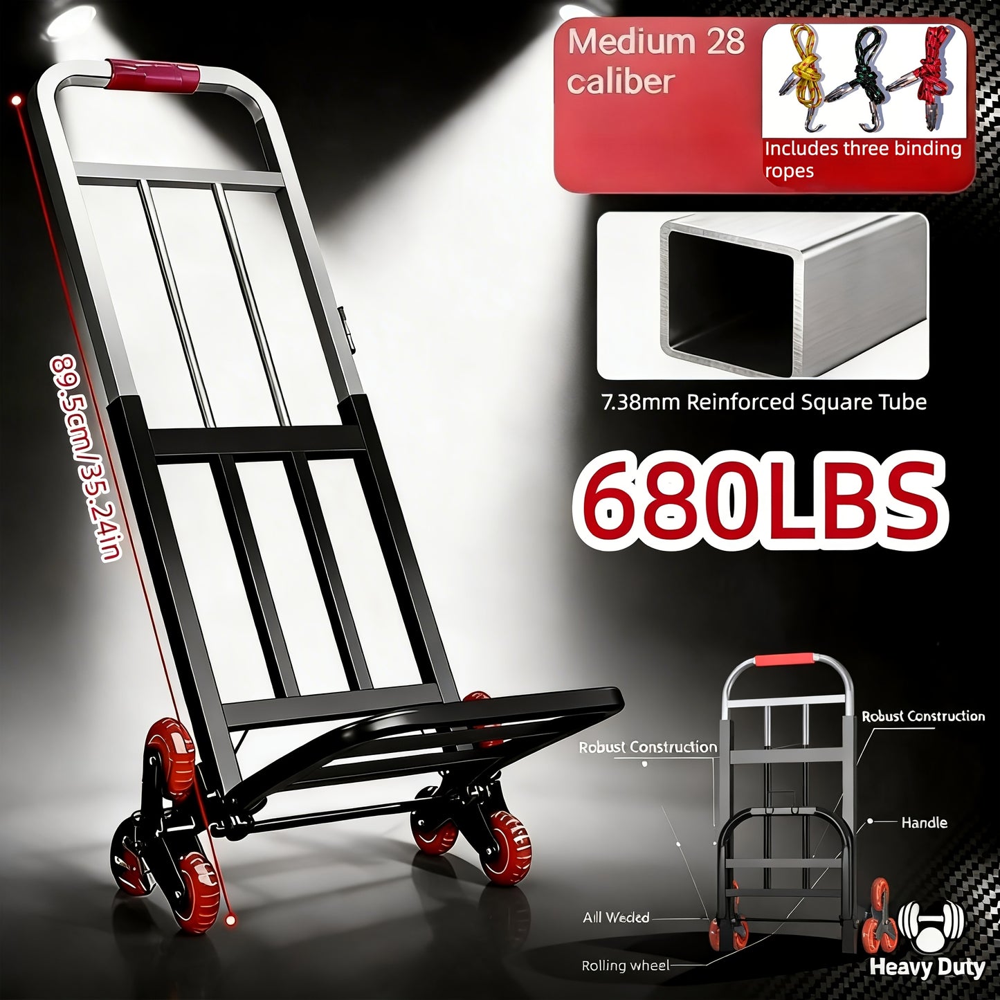 Heavy-duty Folding Handcart with Stair-climbing Wheels, Weighing 220/450/680LBS, Compact Folding Shopping Cart with Large Load Capacity, Suitable for Home, Warehouse, Grocery Shopping, Moving - Space-saving Design - for Material Handling