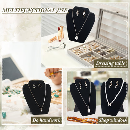 24pcs 7.38'' X 8.25'' Black Velvet Necklace Display Necklace Easel Stand Jewelry Display Holders Collapsible Necklace Display Stand Jewelry Display for Selling for Necklace Earrings Home Store Jewelry Rack, Jewelry Towers