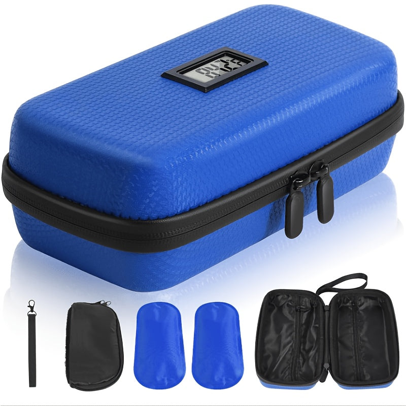 SEARVGRH24 Hour Insulin Cooler Travel Case, Refrigerated Medication Travel Case with Temperature Display, Diabetes Travel Case, Wristband And 2 Reusable Ice Packs