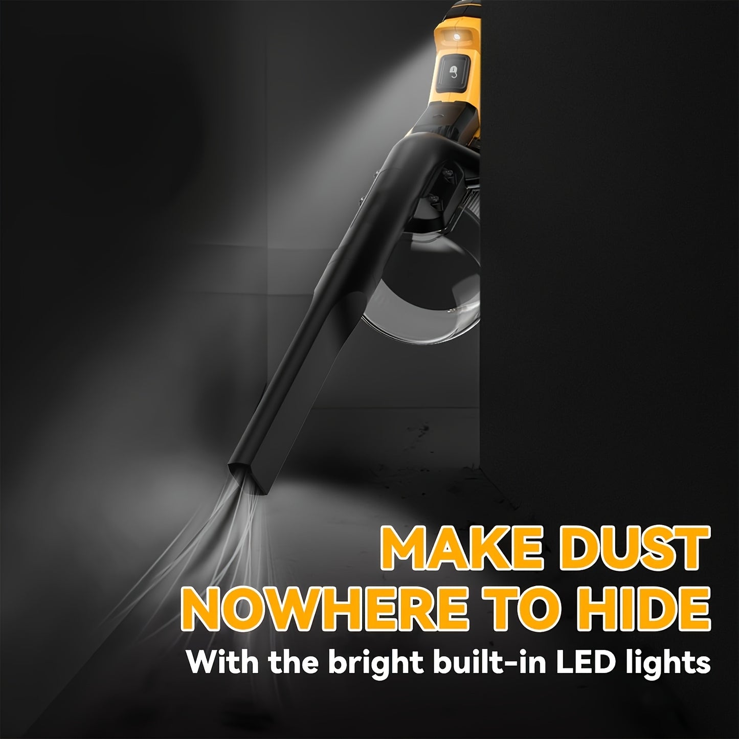 Cordless Handheld Vacuum Cleaner Compatible with DeWalt 20V Battery – 500W Motor, 46 CFM, HEPA Filtration, Portable Car Vacuum for Hard Floor, Pet Hair, Car Interior Cleaning (Battery Not Included)