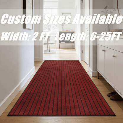 Runner Rug Non-Slip Rubber Backing Indoor Outdoor Hallway Kitchen Entryway Bedroom Carpet Runner Stain Resistant Low Pile Easy Clean Multiple Sizes 2FT Wide 8 Colors Grid Strip