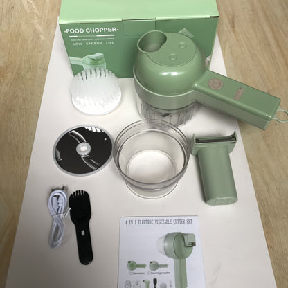 Multifunctional Electric Food Processor with Chopper/Cleaning Brush/- Portable Mini Slicer and Chopper, Easy to Clean, Suitable for Chopping Garlic, Onions, Celery, Etc.- USB/Battery Powered, Rechargeable Battery, Essential Kitchen Gadget