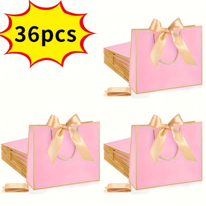 Gift Bags with Handles for Party Favors - Butterfly Ribbon Thank You Bags Wedding Baby Shower Birthday Bridesmaid Housewarming Autumn Celebration Elegant Packaging 12 24 36pcs