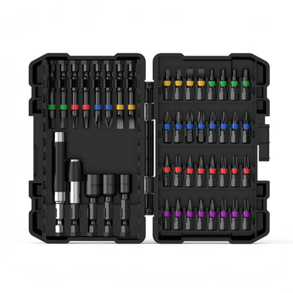Impact Screwdriver Bit Set 45-Piece – Heavy-Duty Torx, Phillips, Flat & Square Bits with Storage Box, Compatible with Impact Drivers for Automotive, Home Repair & DIY Projects