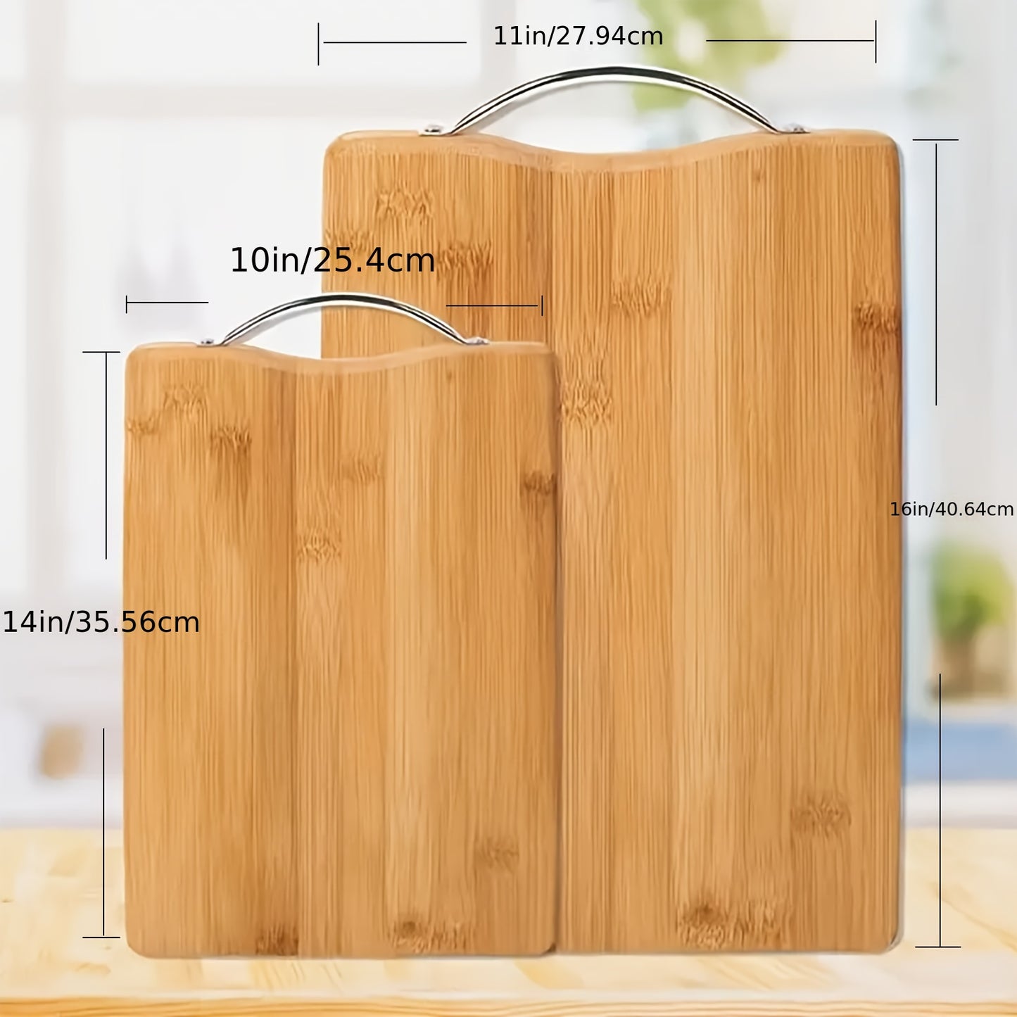 1pc Bamboo Cutting Board, Multiple Sizes Available 8.66x12.6inch 10.24x14.17inch 11.02x15.75inch 14.17x10.24inch, Double-Sided Sturdy Bamboo Chopping Board, Household Kitchen Food Prep Board for Fruit Vegetable Meat Cutting