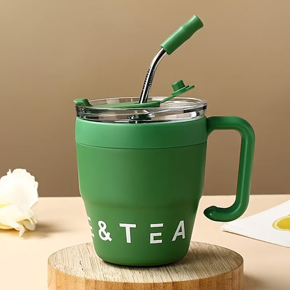 16oz/480ml Insulated Stainless Steel Coffee with Straw & Lid - Double-Wall Vacuum, BPA-Free Reusable Mug, Cup Suitable for Hot/ Drinks, Camping, Office, Home - Perfect Gift for Christmas, Graduation, Halloween, Thanksgiving