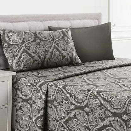 Lux Decor 4/6 Pieces Paisley Bed Sheet, Breathable Hotel Style Sheets, 100% polyester Sheets Deep Pockets, Easy-Fit, Soft & Wrinkle Free Cooling Bed Sheets, 6 Pc includes 4 pillowcases and 4 Pc (Twin & Twin xl) includes 2 pillowcases
