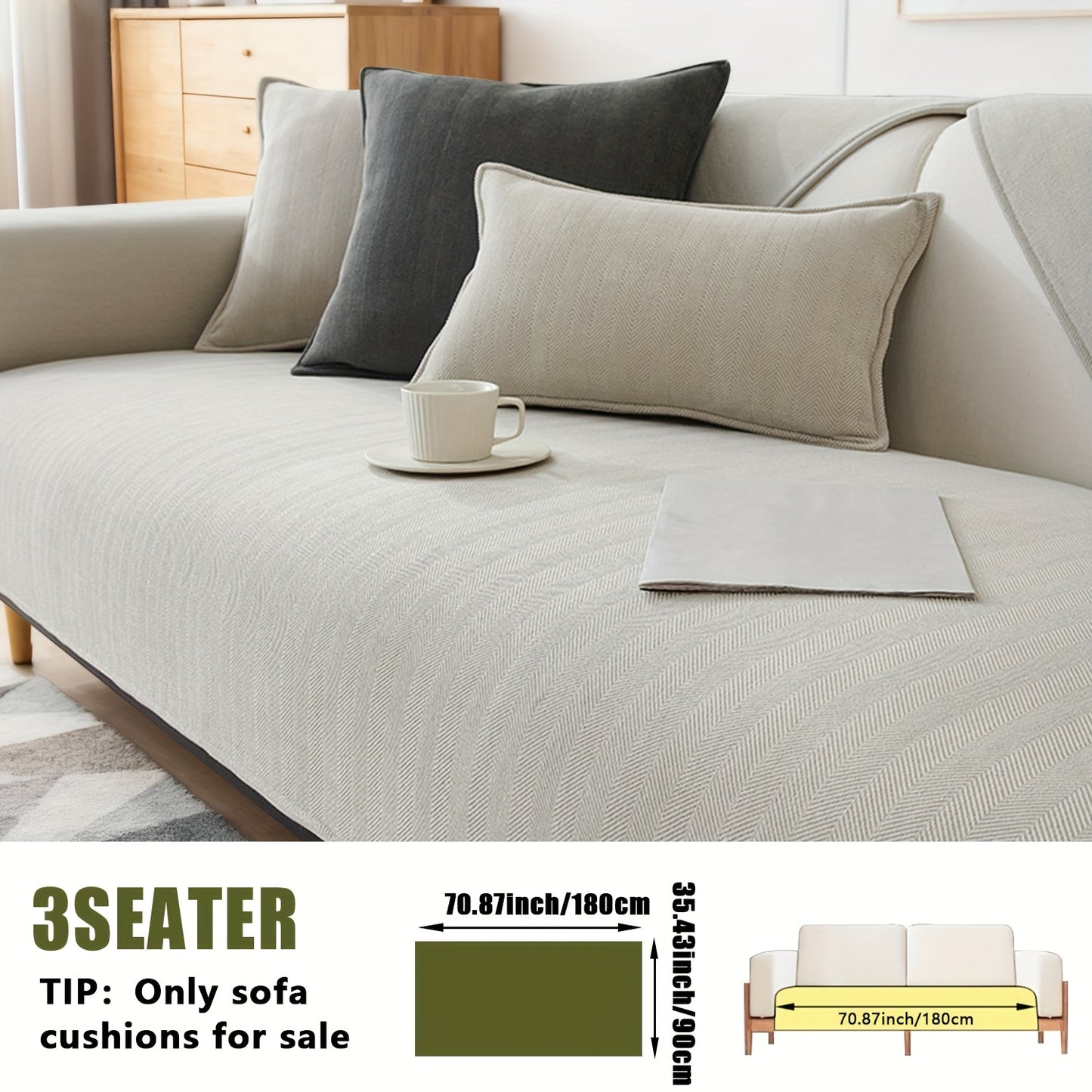 1pc of Pet-Friendly Chenille Ribbed Sofa Cover That Is Non-Slip And Machine Washable, Made from Soft Stretch Fabric Suitable for 2, 3, Or 4-Seater And Sectional Sofas. It Enhances Contemporary Home Decor in Living Rooms, Bedrooms, And Offices