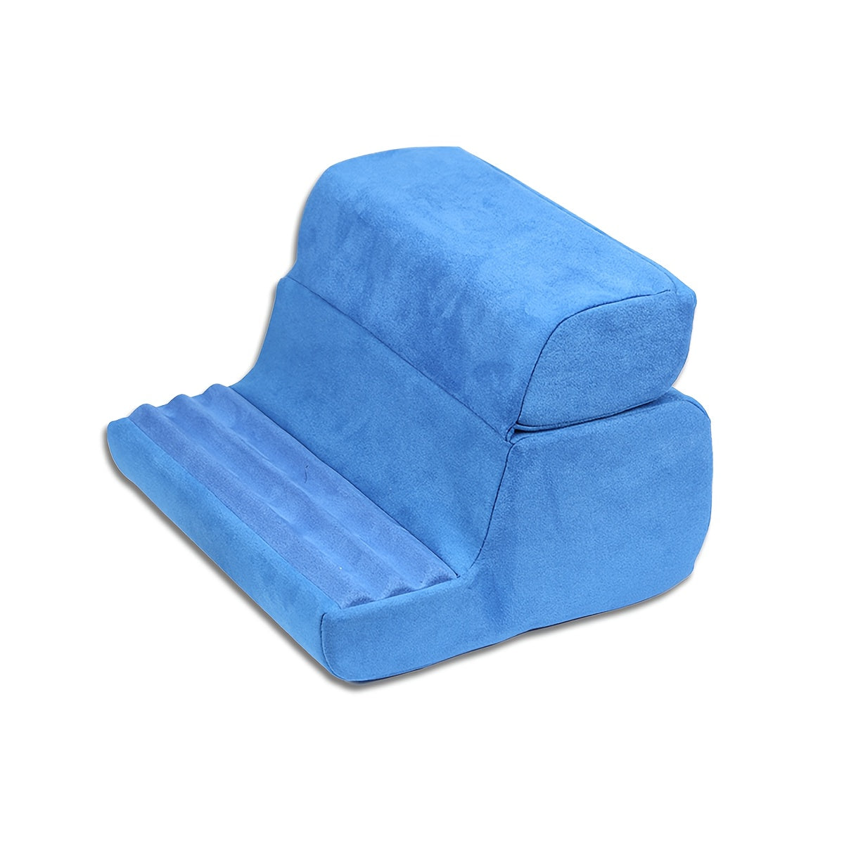 Tablet Pillow Stand with 3 Adjustable Viewing Angles, Soft Lap/Bed Holder for iPad/iPhone/E-Reader/Book, Foldable Design, 2 Zippers, Removable & Washable, High-resilience Foam, Rounded Edges, Hands-free, Relaxed Posture, Fits Lap/Bed/Home Office