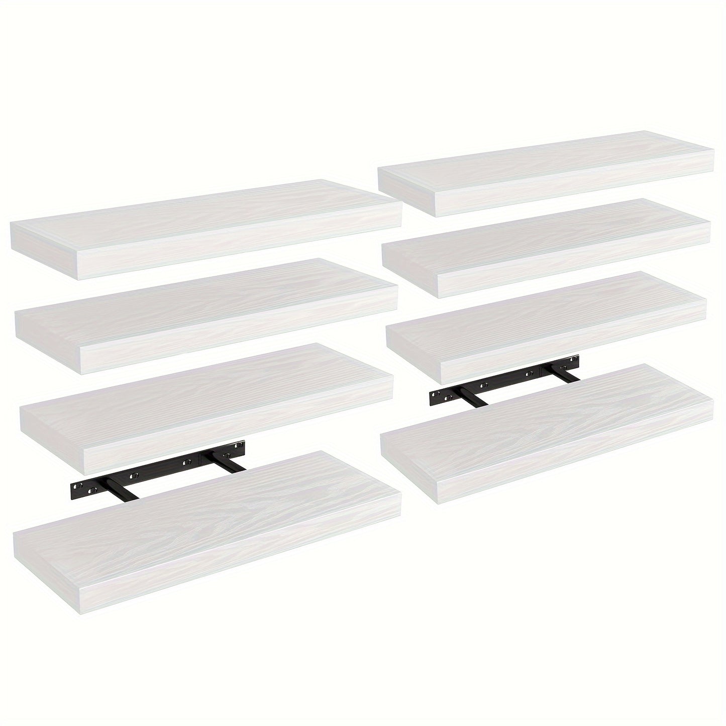 Floating Shelves for Wall 4/8pcs 15.8 Inch, Rustic Wood Wall Shelves with Invisible Brackets, Wall Mounted Display Shelf for Home Decor, Living Room, Bedroom, Bathroom – Walnut, Brown, Black, White, Gray