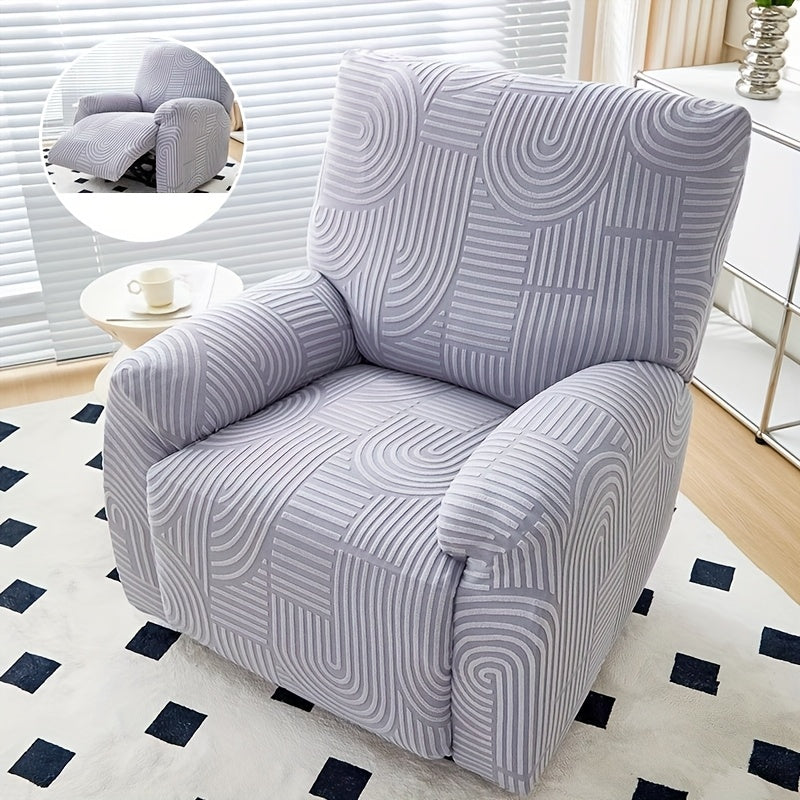 Elastic Jacquard Recliner Sofa Cover, Single Seat Relaxing Reclining Chair Covers, Relax Armchair Cover Furniture Protector for Living Room Bedroom Office Decor