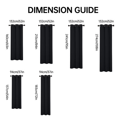 4 Panels 100% Blackout Curtains Heat Insulation Noise Reduction Privacy Protection Thermal Insulated Light Blocking Room Darkening Energy Saving Window Curtains Partition Curtains Suitable for Living Rooms Bedrooms Balconies and Courtyards