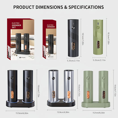 1/2PCS Rechargeable Electric Salt And Pepper Grinder, Automatic Salt & Pepper Mills with LED Light, Adjustable Coarseness, 3.72oz Large Capacity for Home Kitchen BBQ, Restaurant, Outdoor, Wedding Gift