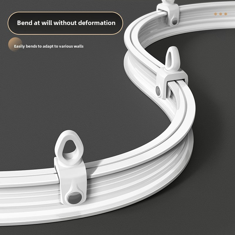 White Glossy Flexible Alloy Plastic Curtain Rail - Easy to Install on Ceiling, Trim to Fit, Ideal for Bathroom and Home Decor, Bay Window Decoration | Modern Curtain Accessories | Durable PVC Track, Bend as Needed