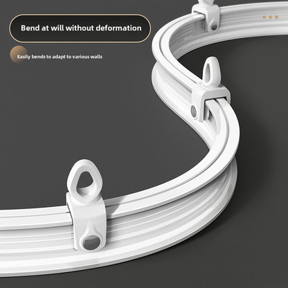 White Glossy Flexible Alloy Plastic Curtain Rail - Easy to Install on Ceiling, Trim to Fit, Ideal for Bathroom and Home Decor, Bay Window Decoration | Modern Curtain Accessories | Durable PVC Track, Bend as Needed