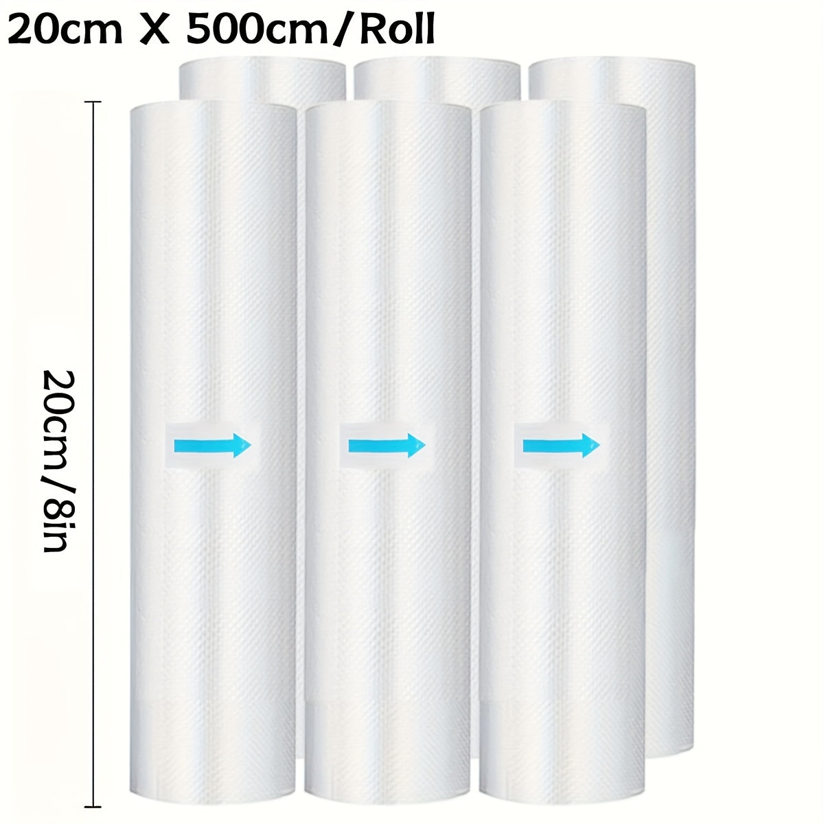 6pcs Combination Pack Of 20 Foot Large Roll Vacuum Sealed Bags Without Bisphenol A, Co Extruded Diamond Patterned Vacuum Film Bags, Vacuum Preservation Bags, Patterned Film Food Packaging Bags Suitable for Kitchens And Restaurants