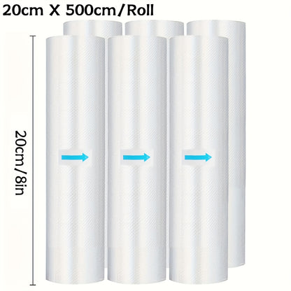 6pcs Combination Pack Of 20 Foot Large Roll Vacuum Sealed Bags Without Bisphenol A, Co Extruded Diamond Patterned Vacuum Film Bags, Vacuum Preservation Bags, Patterned Film Food Packaging Bags Suitable for Kitchens And Restaurants