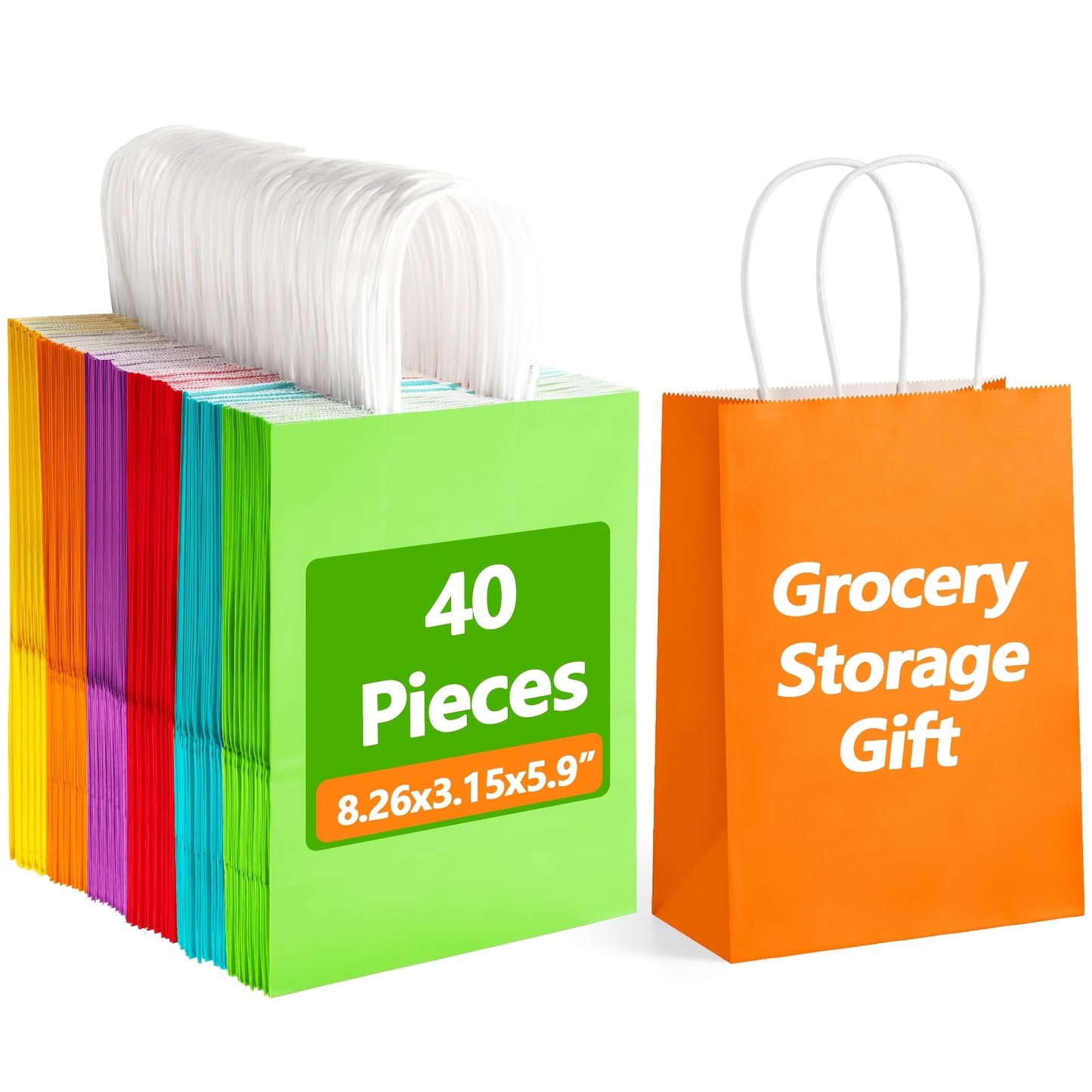 Gift for Her/Him 20/40/100pcs Small Paper Gift Bags with Handles, Kraft Paper Party Favor Bags Bulk for Kids Birthday, Baby Shower, Crafts, Wedding, Party Supplies, Teacher Appreciation Gifts, Graduation Decorations Class of 26, Party Supplies