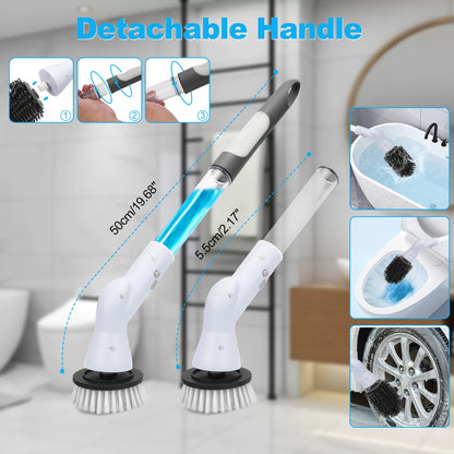 1pc/2pcs Electric Spin Scrubber - Cordless Rechargeable & Adjustable with 6 Brushes - All-Purpose Cleaning Powerhouse for Bathroom Kitchen Tile Shower & Car - High-Performance -Time-Saving Solution