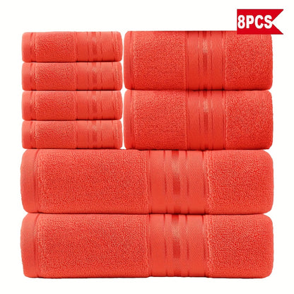 Luxury 8pcs Bath Towel Set, 100% Cotton Premium Hotel Quality, Includes 2 Bath Towels, 2 Hand Towels, 4 Washcloths, Soft Absorbent Spa Towel Collection, Ideal for Bathroom, Hotel, SPA