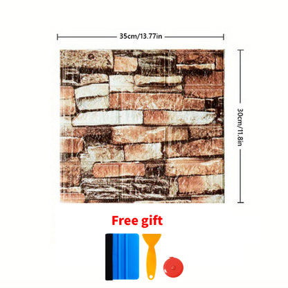 50/100pcs Self-Adhesive 3D Wallpaper Panels - Peel & Stick Wood Grain Texture, Waterproof PVC Foam Sheets, Easy Clean Anti-Collision Mural for DIY Renovation ( & Wall Compatible, Cut-to-Fit Design)