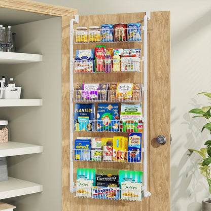 Over The Door Organizer - Heavy Duty Multi-Layer Pantry Storage Rack for Kitchen Bathroom Laundry Room, Space Saving Door Hanging Shelf, 6 or 8 Tier Metal Spice Food Storage Cabinet