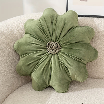 Luxurious Velvet Flower-Shaped Throw Pillow with Pillow Core - Elegant Round Cushion for Sofa, Bed, Living Room Decor, Christmas Home Decoration, Hand Wash Only, Perfect Gift for Family