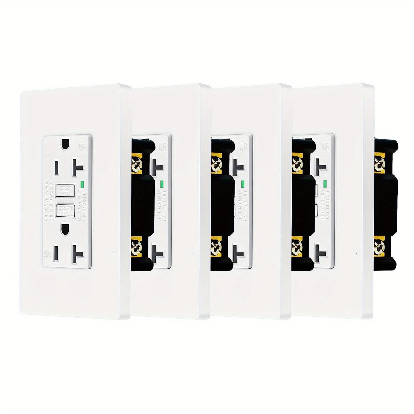 GFCI Outlet 20 Amp Tamper Resistant WR Weather Resistant with Wall Plate ETL Listed LED Indicator Test Reset Button Ground Fault Circuit Interrupter for Bathroom Kitchen Garage 2 4 6 10 20 Pack Black White