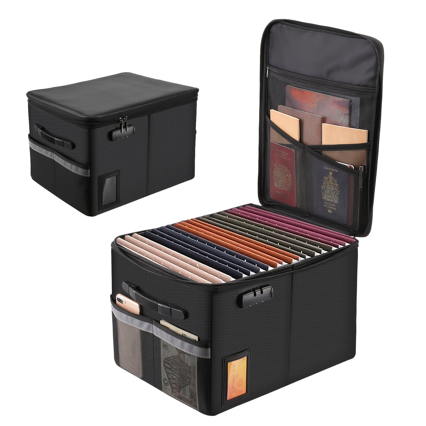 Fireproof File Cabinet with Lock, Fireproof Document Organizer Collapsible File Box Filing Cabinet with Handle for Letter Legal Folder Certifications