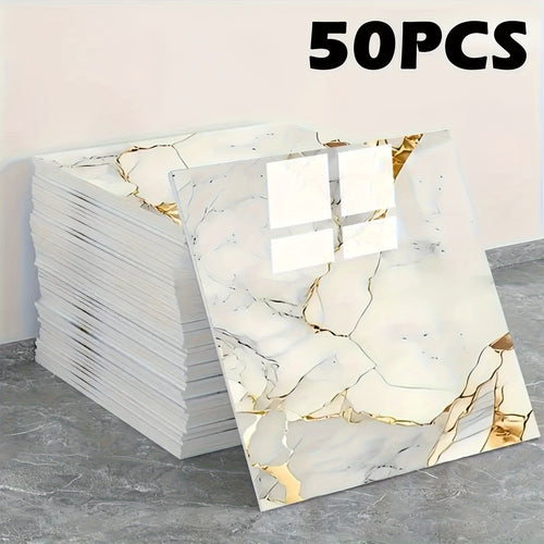 50/100pcs Stick Shower Tiles, Waterproof PVC Wall Panels, Marble Wall Tiles Self Adhesive Vinyl Backdrop for Bathroom, Kitchen, Living Room, Easy Peel & Stick, Ideal for TV Backdrop, Bathroom Wallpaper, Modern Wall Decor, Easy Installation