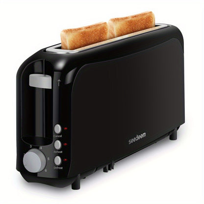 Toaster 2 Slice, Fits-anywhere Kitchenware, 6 Setting Shade Control with Cancel & Reheat & Defrost, Removable Crumb Tray, 750 Watt, White, Design Perfect for Toasting Bread, Waffle Or Bagel!