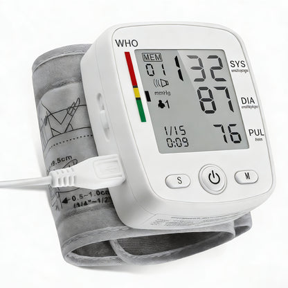 Rechargeable/Battery Powered(Optional) Digital Wrist Blood Pressure Monitor with Large LCD, Voice Broadcast/Not Voice Broadcast(Optional) Blood Pressure Monitor Wrist Cuff, Portable Design & 2x99 Readings Memory Blood Pressure Monitor
