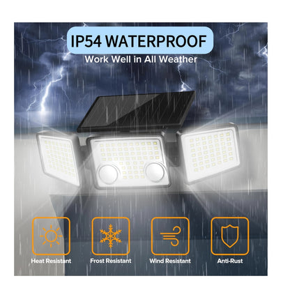 Solar Motion Sensor Light Outdoor – 3000LM 7000K 152 LED Flood Light with Dual Sensor, IP54 Waterproof, 270° Wide Angle & 3 Modes for Garden, Fence & Eaves (2 or 4 Pack)