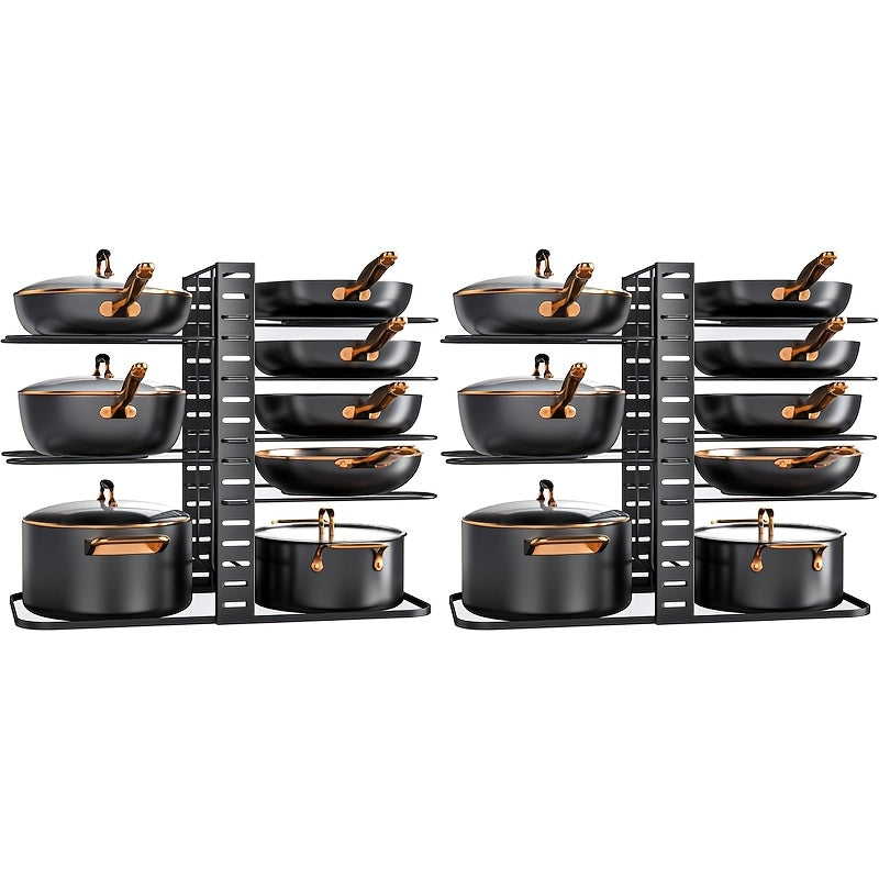 8-Tier Pot And Pan Organizer with Lid Rack, for Kitchen Cabinet Storage of Cookware And Utensils