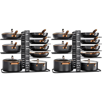 8-Tier Pot And Pan Organizer with Lid Rack, for Kitchen Cabinet Storage of Cookware And Utensils