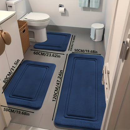3pcs 25D Sponge Bath Mats - Super Absorbent Non-Slip Shower Rugs, Thick Soft Bath Tub Floor Mat Suitable for Bathtub, Shower, Bathroom - Heavy Foot Traffic Areas, &, Modern Bathroom Decor ()