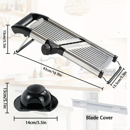 Professional Vegetable Slicer Stainless Steel Vegetable Slicer | Adjustable Mandoline Slicer Blades Offers 5 Different Thickness Options - Onion Potato Carrot Cheese Fruits Veggies Grater Kitchen Accessories