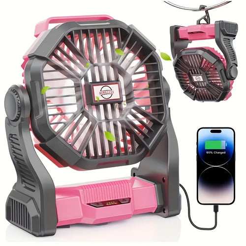 Rechargeable+Lighting+Fan 3-in-1 Electric Camping Fan with LED Lantern Portable Tent Fan, Car RV Fan with Hook with Timed Rotation Function for Barbecue Or Travel Operation Fan